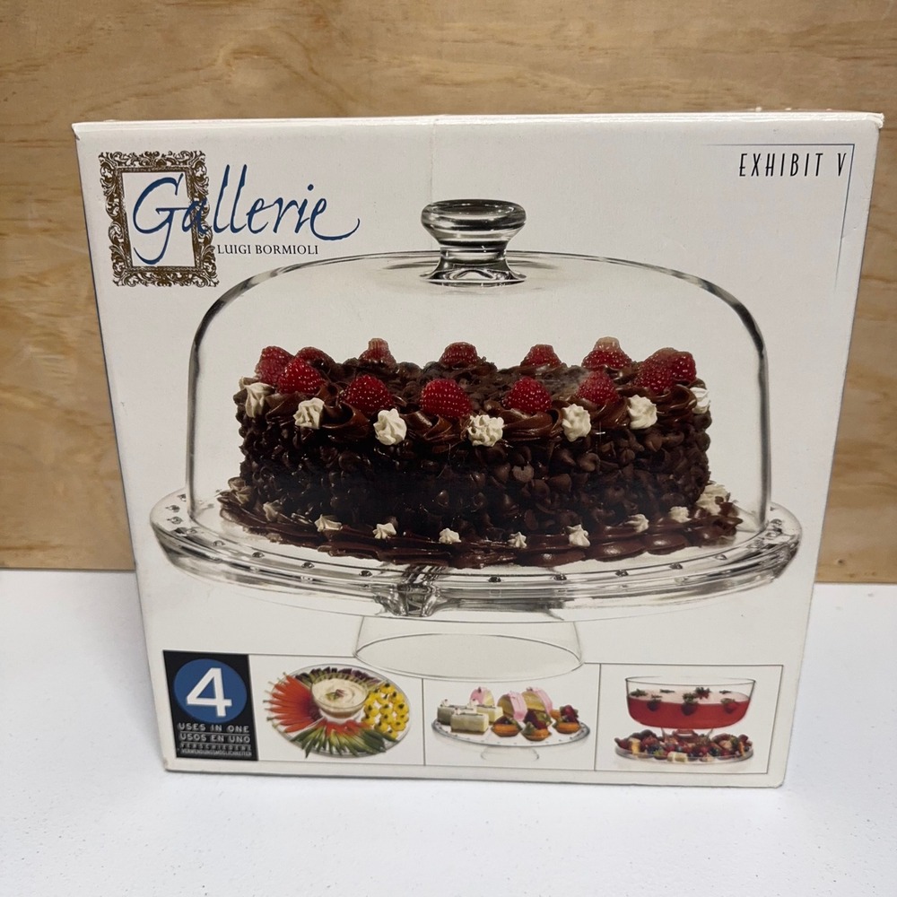 Luigi Bormioli Gallerie Exhibit V Clear 4-in-1 Cake Stand Chip Dip Punch Bowl